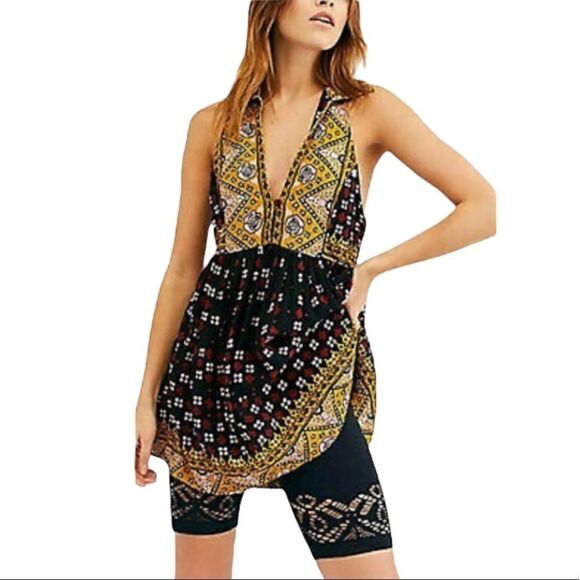 Free People Charlotte Mixed-Print Racerback Fit & Flare Tunic Dress in Size M - Picture 5 of 9